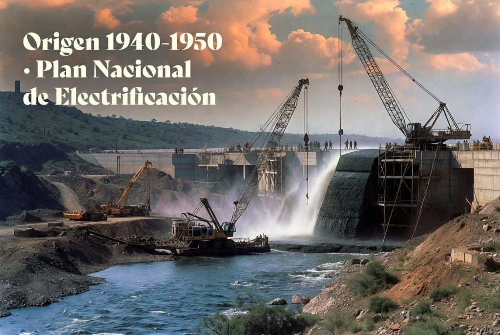 Construcción histórica de la presa de Guri en los años 1960-1980, origen del Complejo Hidroeléctrico del Caroní y el Plan Nacional de Electrificación de Venezuela"