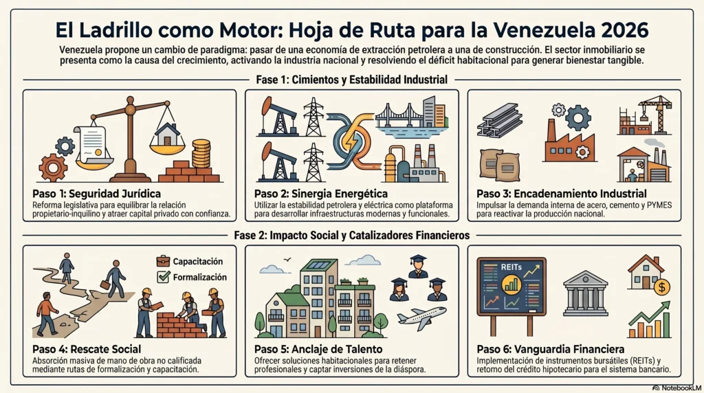 Infografia que presenta Plan de reactivación del sector inmobiliario en Venezuela 2026
