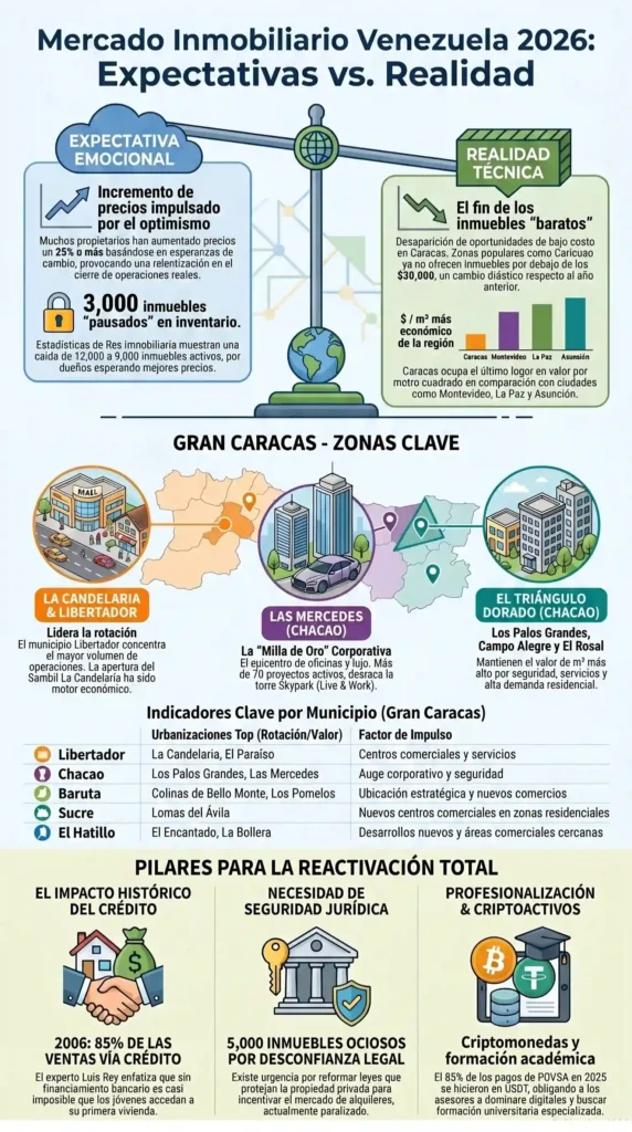 Infograafia del mercado inmobiliario en venezuela en el 2026